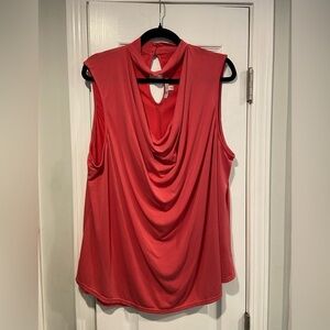 Green Envelope Size 2X Pink Red Stretch Draped Scoop Neck Band Sleeveless Top